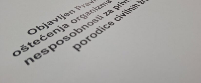 OBJAVLJEN PRAVILNIK O OCJENJIVANJU OŠTEĆENJA ORGANIZMA CIVILNIH ŽRTAVA RATA I NESPOSOBNOSTI ZA PRIVREĐIVANJE ČLANOVA PORODICE CIVILNIH ŽRTAVA RATA